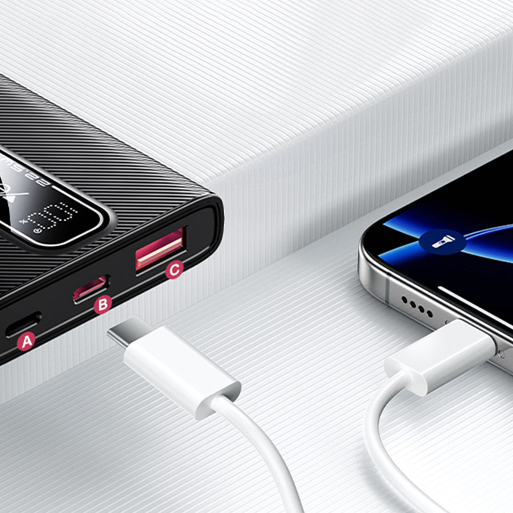 Yesido YP92 külső akkumulátor, 5000mAh, 22.5W, QC + PD, 1 x USB-A - 1 x USB-C, Fekete