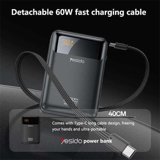 Yesido YP97 külső akkumulátor, 20000mAh, 65W, PD, 2 x USB-C, Szürke