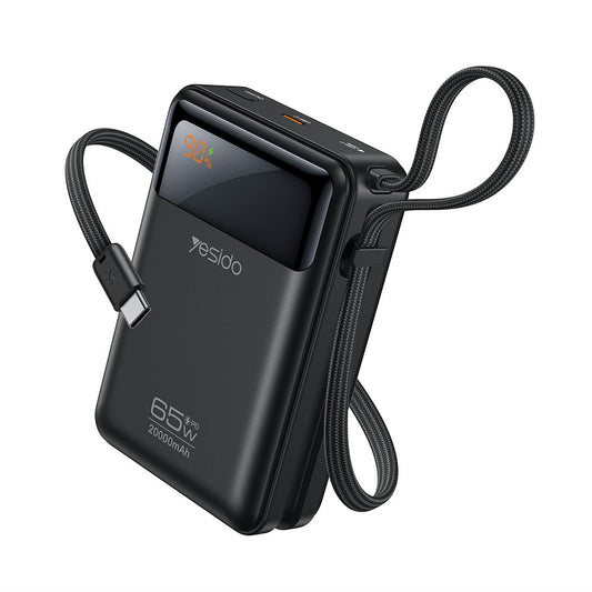 Yesido YP97 külső akkumulátor, 20000mAh, 65W, PD, 2 x USB-C, Szürke