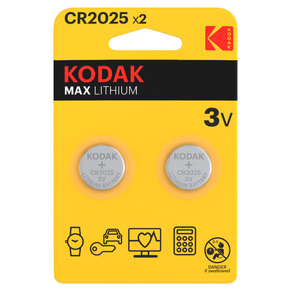 Kodak Max Lithium Battery, CR2025, Set of 2 pieces