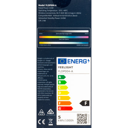 Yeelight W1 LED izzó, Wi-Fi, GU10, 4.5W, 2700K - 6500K, 350lm, 4 darabos készlet, Multicolor YLDP004-A
