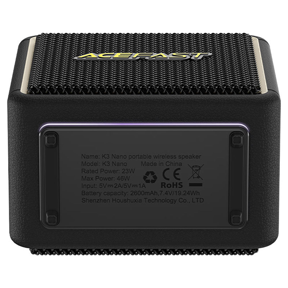 Hordozható Bluetooth Hangszóró Acefast K3 Nano, 1 x 30W - 1 x 16W, RGB, Vízálló, Fekete