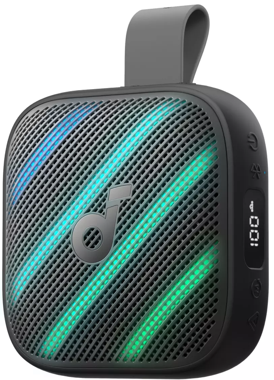 Anker SoundCore Boom Go 3i Bluetooth hordozható hangszóró, 15W, TWS, RGB, vízálló, fekete D5103010