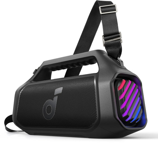 Anker SoundCore Boom 2 Plus Új Verzió Bluetooth Hordozható Hangszóró, 140W, TWS, RGB, Vízálló, Fekete A3134012