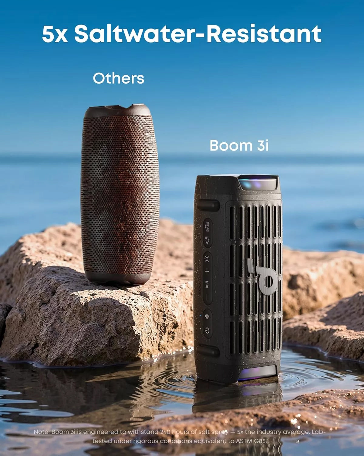 Anker SoundCore Boom 3i hordozható Bluetooth hangszóró, 50W, RGB, vízálló, fekete D5100010
