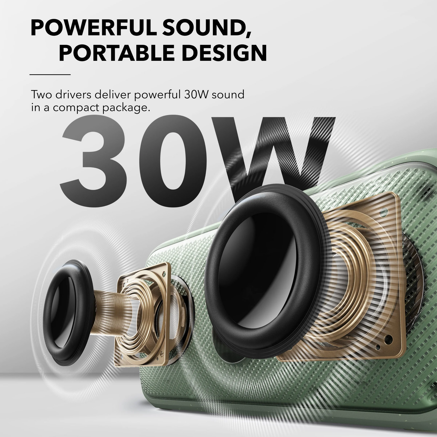 Anker SoundCore Motion 300 hordozható Bluetooth hangszóró, 30W, TWS, vízálló, zöld A3135061