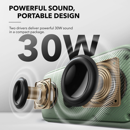 Anker SoundCore Motion 300 hordozható Bluetooth hangszóró, 30W, TWS, vízálló, zöld A3135061