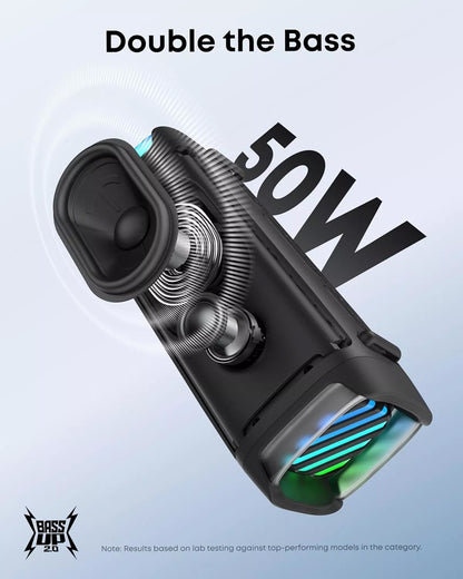 Anker SoundCore Boom 3i hordozható Bluetooth hangszóró, 50W, RGB, vízálló, fekete D5100010