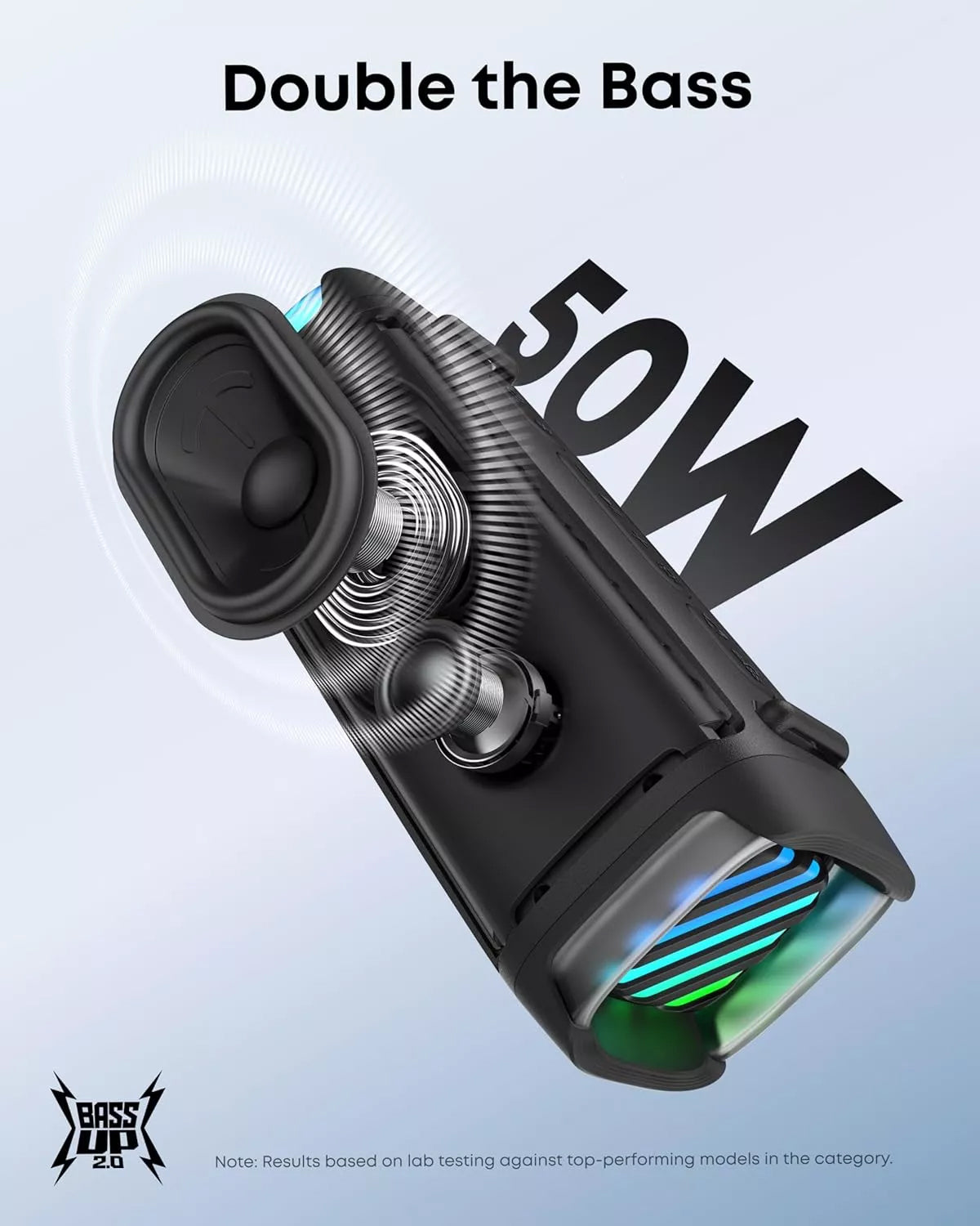 Anker SoundCore Boom 3i hordozható Bluetooth hangszóró, 50W, RGB, vízálló, fekete D5100010