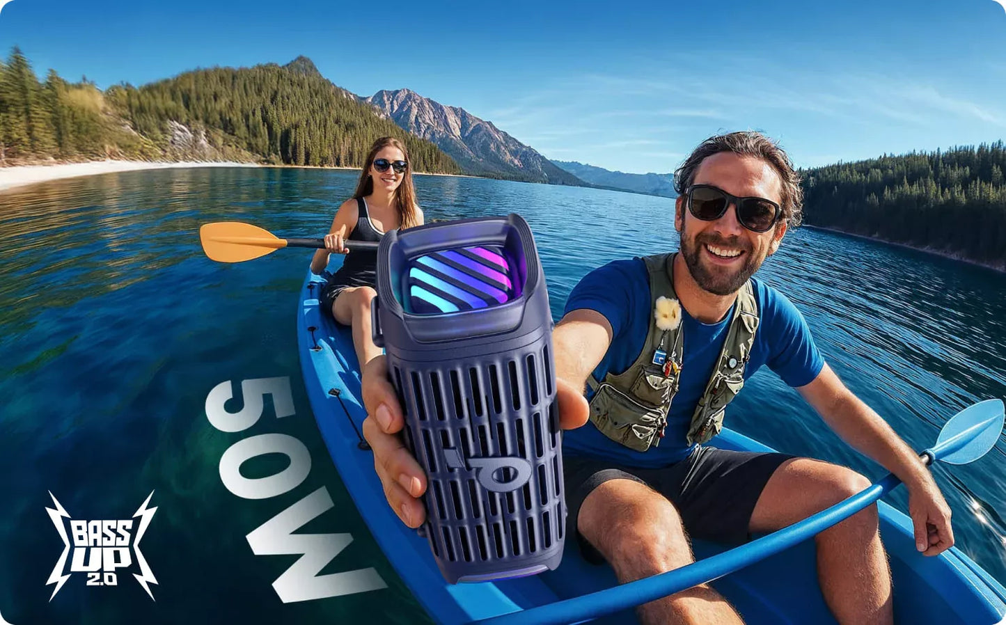 Anker SoundCore Boom 3i hordozható Bluetooth hangszóró, 50W, RGB, vízálló, kék D5100030