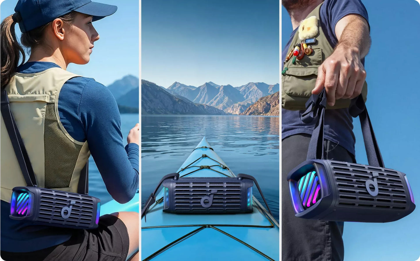 Anker SoundCore Boom 3i hordozható Bluetooth hangszóró, 50W, RGB, vízálló, kék D5100030