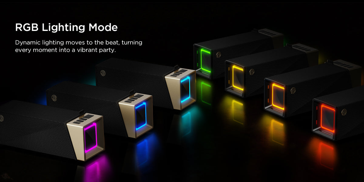 Bugani Brief TT hordozható Bluetooth hangszóró, 60W, RGB, vízálló, fekete-arany