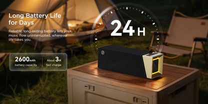 Bugani Brief TT hordozható Bluetooth hangszóró, 60W, RGB, vízálló, fekete-arany