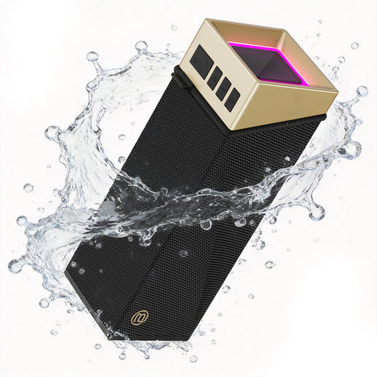 Bugani Brief TT hordozható Bluetooth hangszóró, 60W, RGB, vízálló, fekete-arany