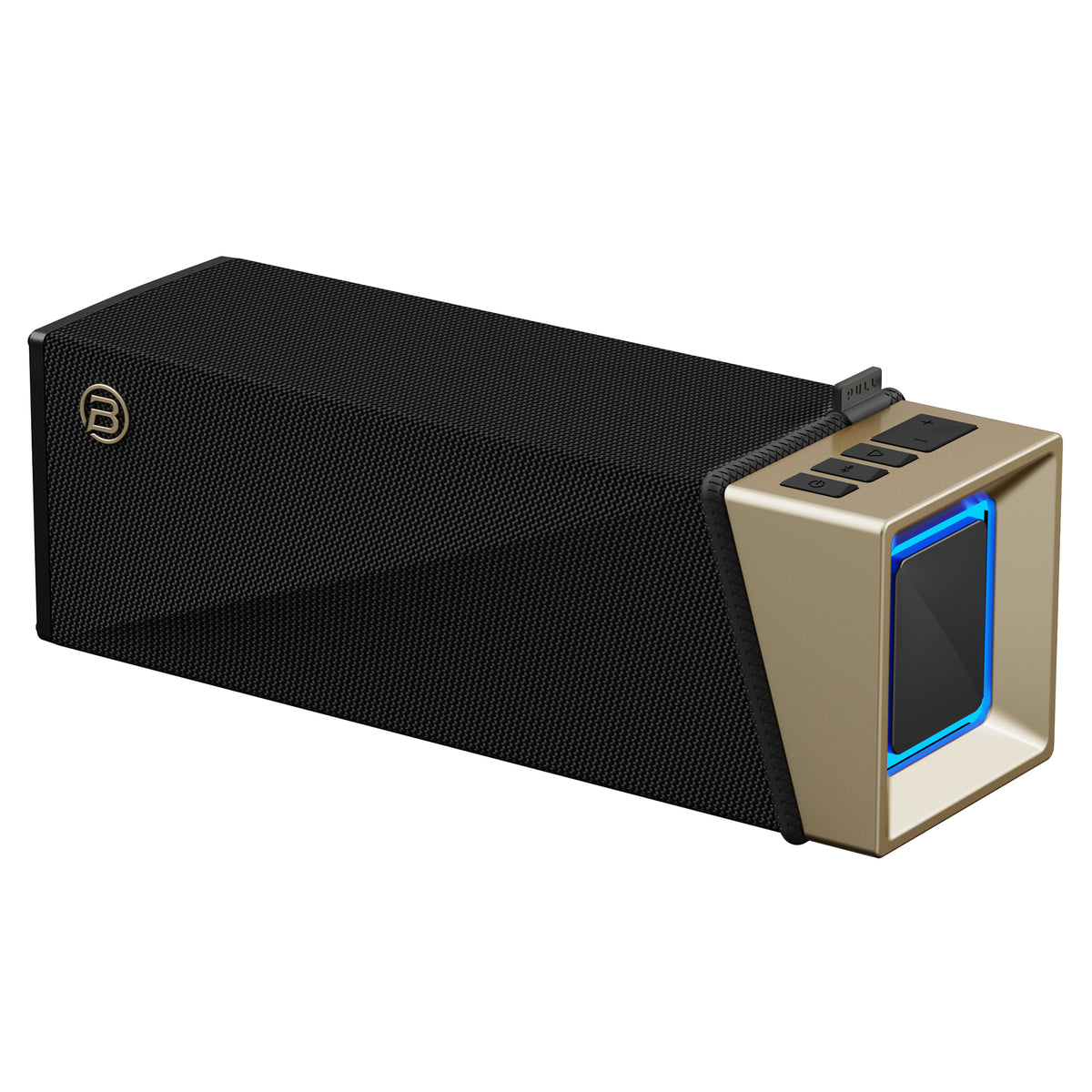 Bugani Brief TT hordozható Bluetooth hangszóró, 60W, RGB, vízálló, fekete-arany