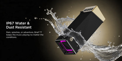 Bugani Brief TT hordozható Bluetooth hangszóró, 60W, RGB, vízálló, fekete-arany