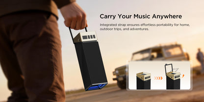 Bugani Brief TT hordozható Bluetooth hangszóró, 60W, RGB, vízálló, fekete-arany