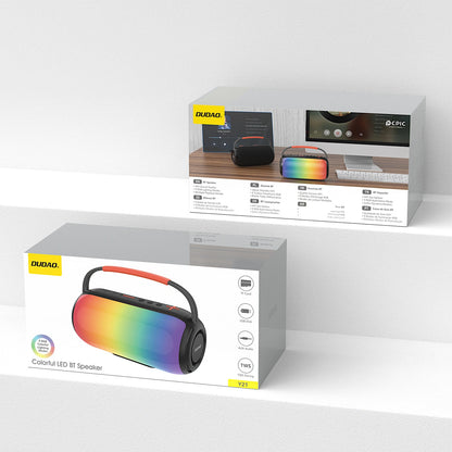 Dudao Y21 hordozható Bluetooth hangszóró, 2 x 5W, TWS, RGB, fekete