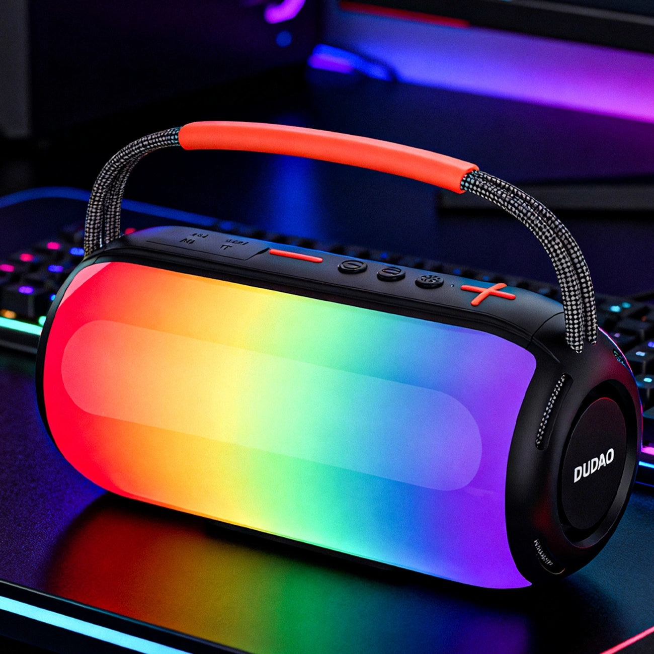 Dudao Y21 hordozható Bluetooth hangszóró, 2 x 5W, TWS, RGB, fekete
