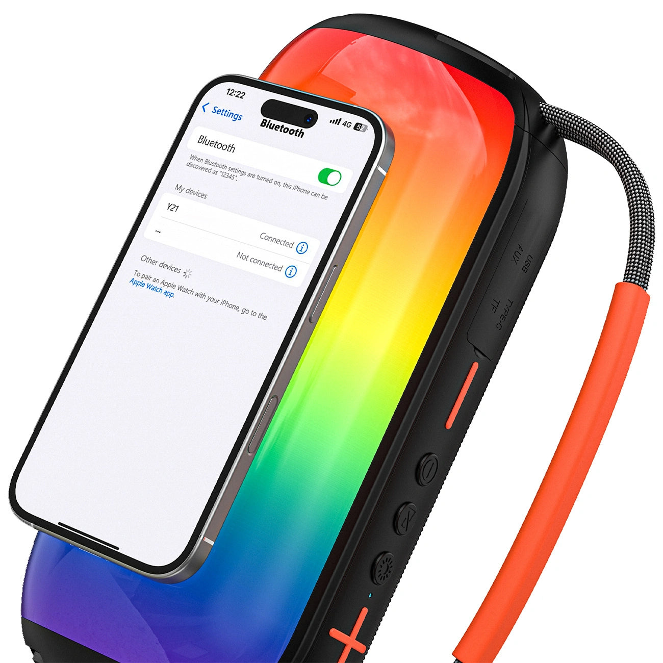 Dudao Y21 hordozható Bluetooth hangszóró, 2 x 5W, TWS, RGB, fekete