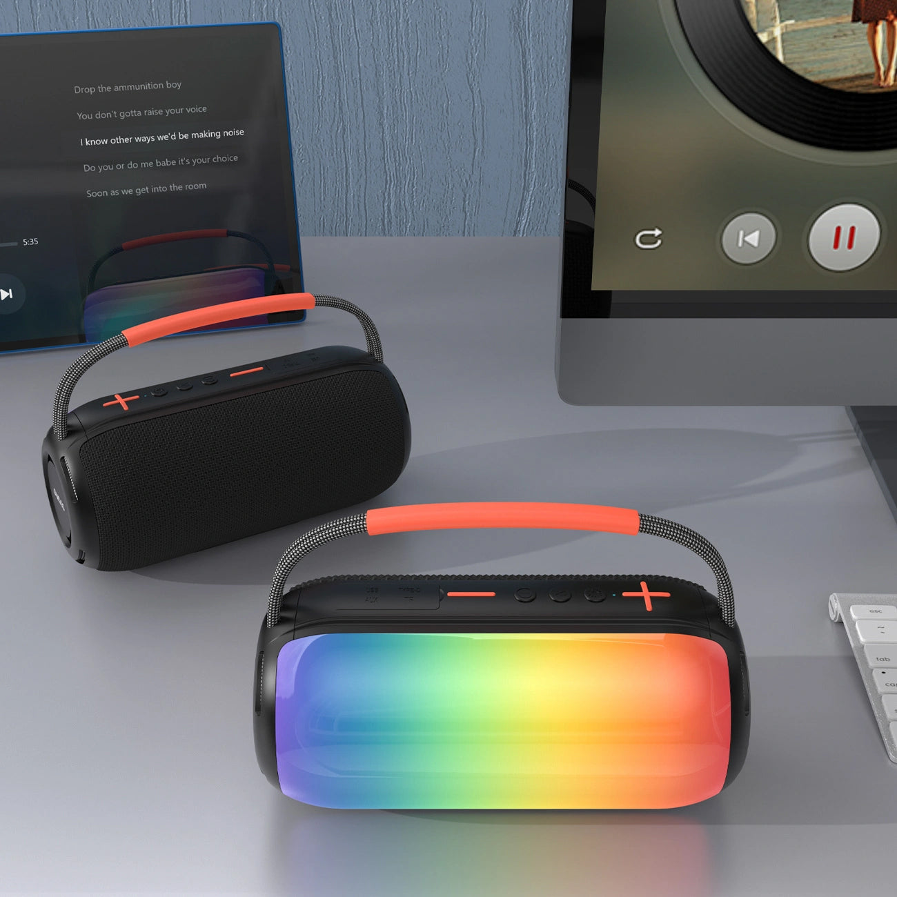 Dudao Y21 hordozható Bluetooth hangszóró, 2 x 5W, TWS, RGB, fekete