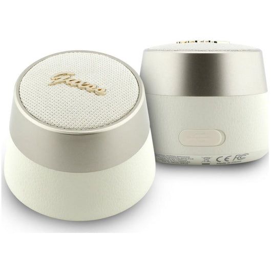 Guess Script fém logós hordozható Bluetooth hangszóró, 5W, TWS, arany