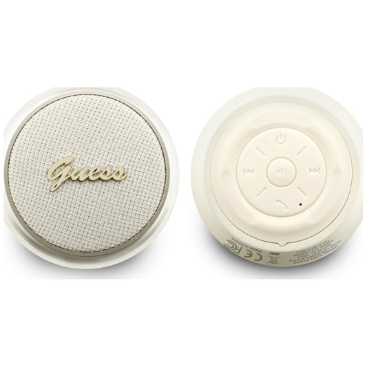 Guess Script fém logós hordozható Bluetooth hangszóró, 5W, TWS, arany