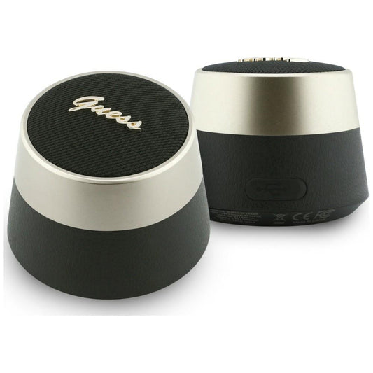Guess Script Fém Logós Hordozható Bluetooth Hangszóró, 5W, TWS, Fekete