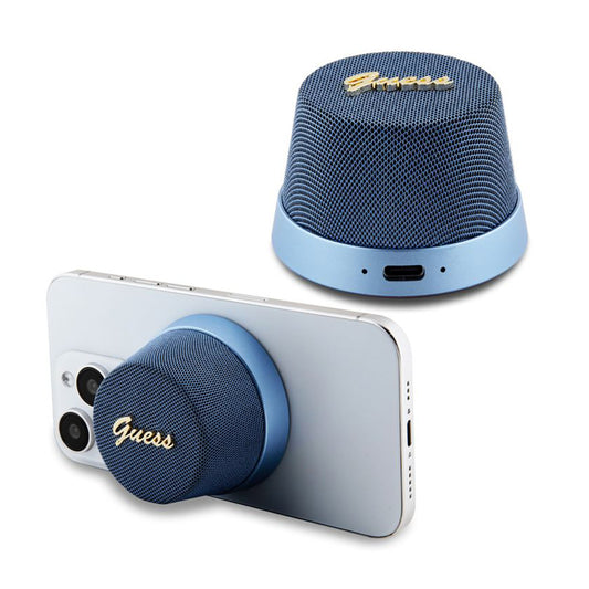 Bluetooth hordozható hangszóró Guess Magnetic Script Metal állvány, 3W, kék