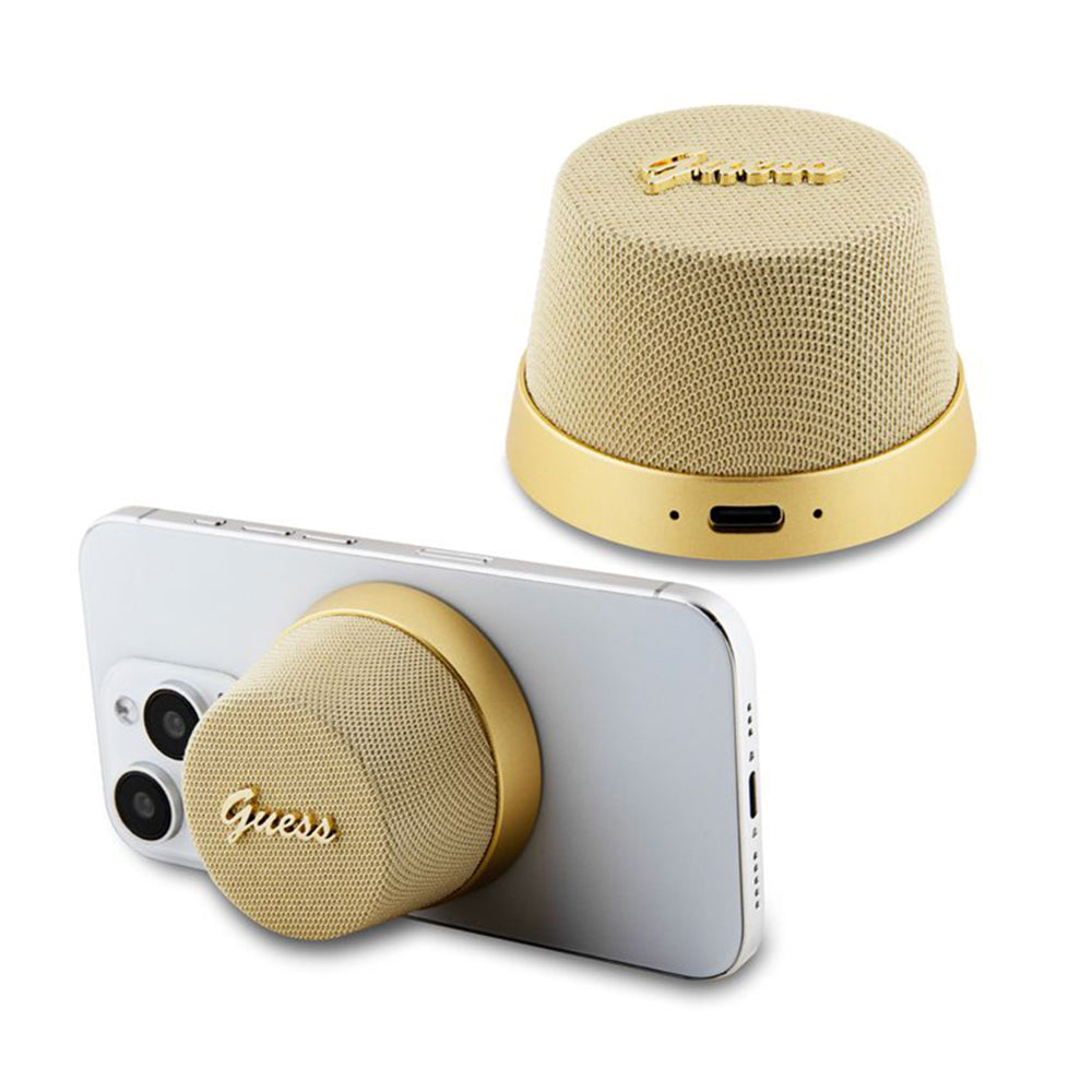 Hordozható Bluetooth Hangszóró Guess Mágneses Állványos Fém Kivitel, 3W, Arany