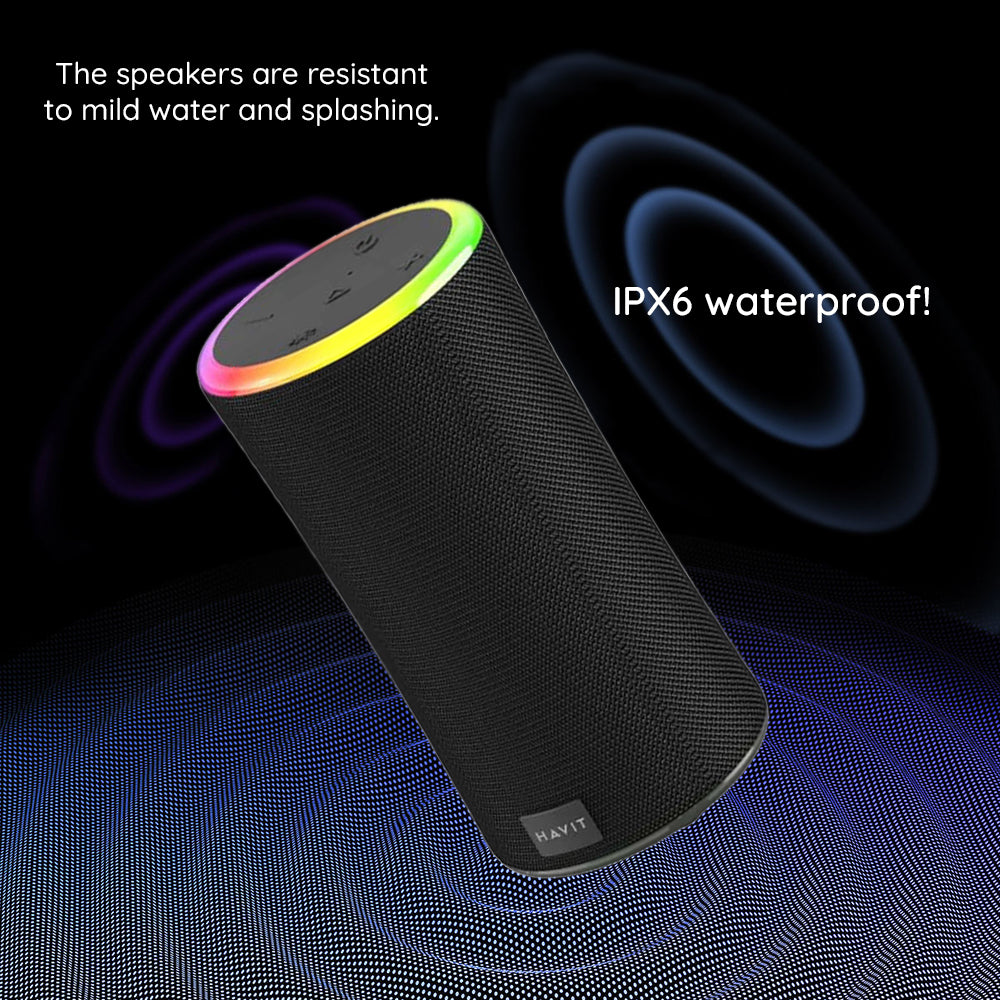 Bluetooth Hordozható Hangszóró HAVIT SK833BT, 2 x 10W, RGB, Vízálló, Fekete