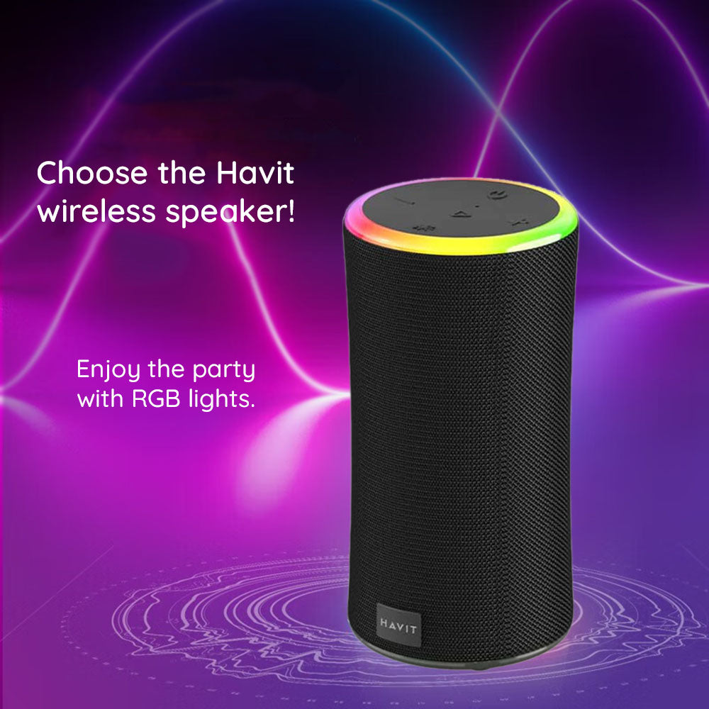 Bluetooth Hordozható Hangszóró HAVIT SK833BT, 2 x 10W, RGB, Vízálló, Fekete