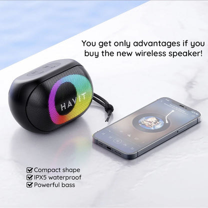 Hordozható Bluetooth Hangszóró HAVIT SK885BT, 8W, RGB, Vízálló, Fekete