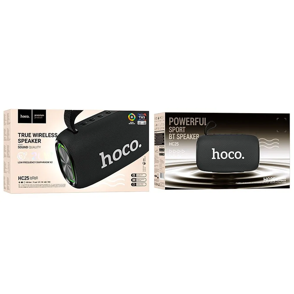 HOCO HC25 hordozható Bluetooth hangszóró, 2 x 10W, TWS, fekete