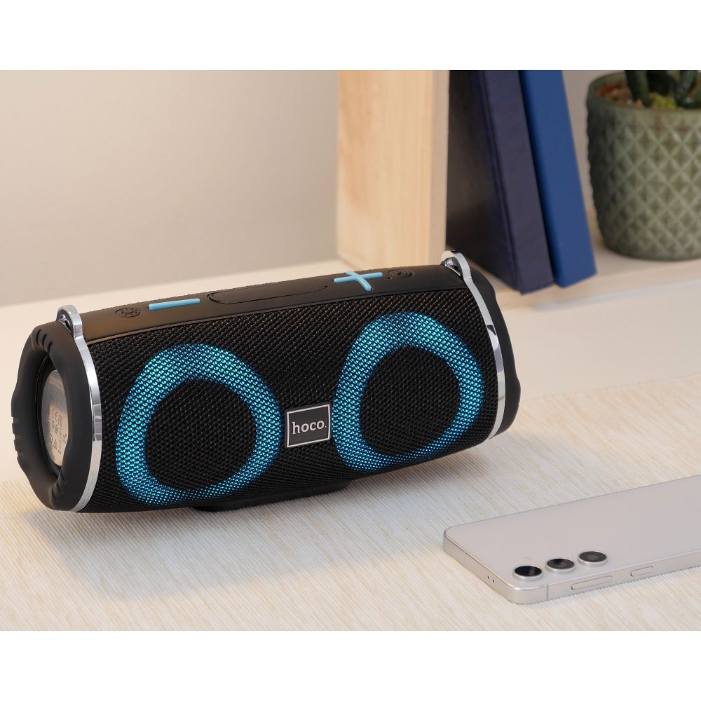 Hordozható Bluetooth Hangszóró HOCO HC12, 10W, RGB, Vízálló, Fekete