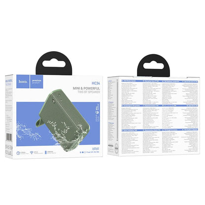 Hordozható Bluetooth Hangszóró HOCO HC34, 5W, TWS, Vízálló, Zöld