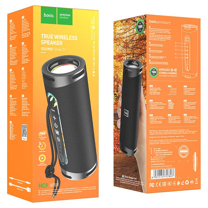 Hordozható Bluetooth Hangszóró HOCO HC9 Dazzling Pulse Sports, 10W, TWS, RGB, Fekete
