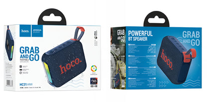 Hordozható Bluetooth Hangszóró HOCO HC31, 10W, TWS, RGB, Vízálló, Tengerészkék
