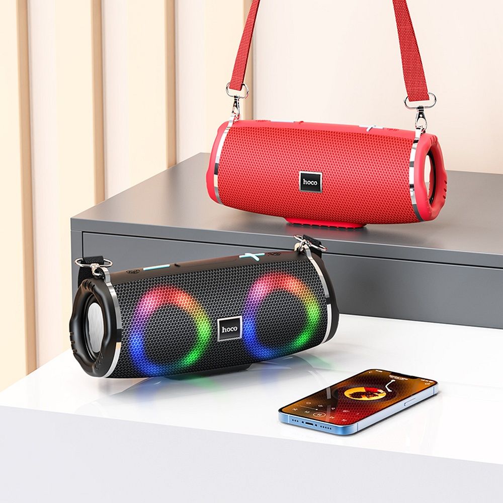 HOCO HC12 Portable Bluetooth Speaker, 10W, RGB, Waterproof, Black