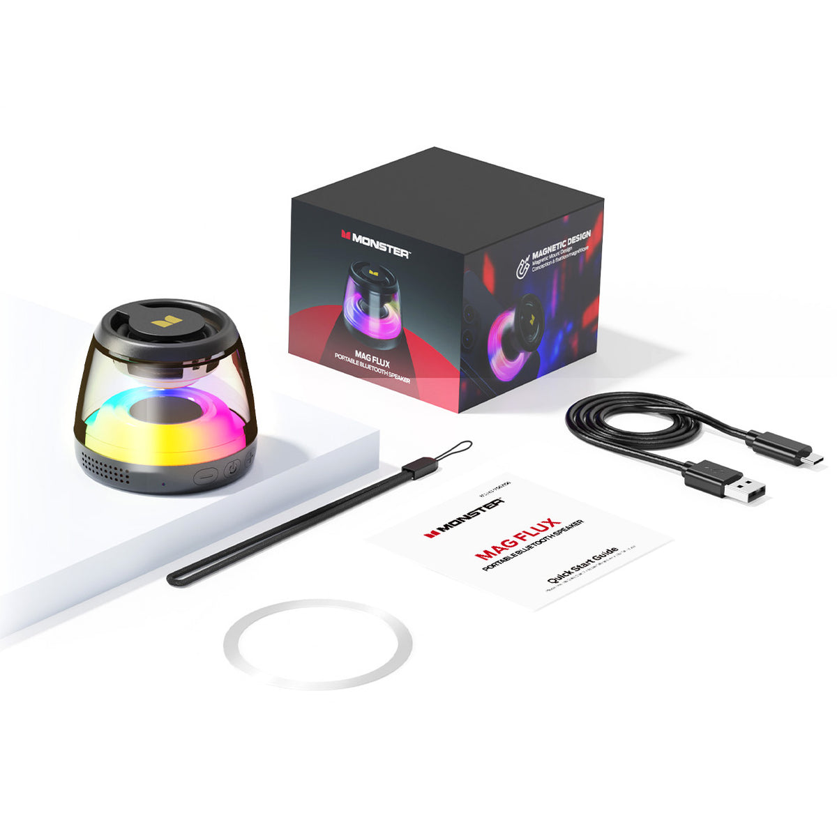 Monster Mag Flux Bluetooth hordozható hangszóró, 5W, TWS, RGB, Fekete