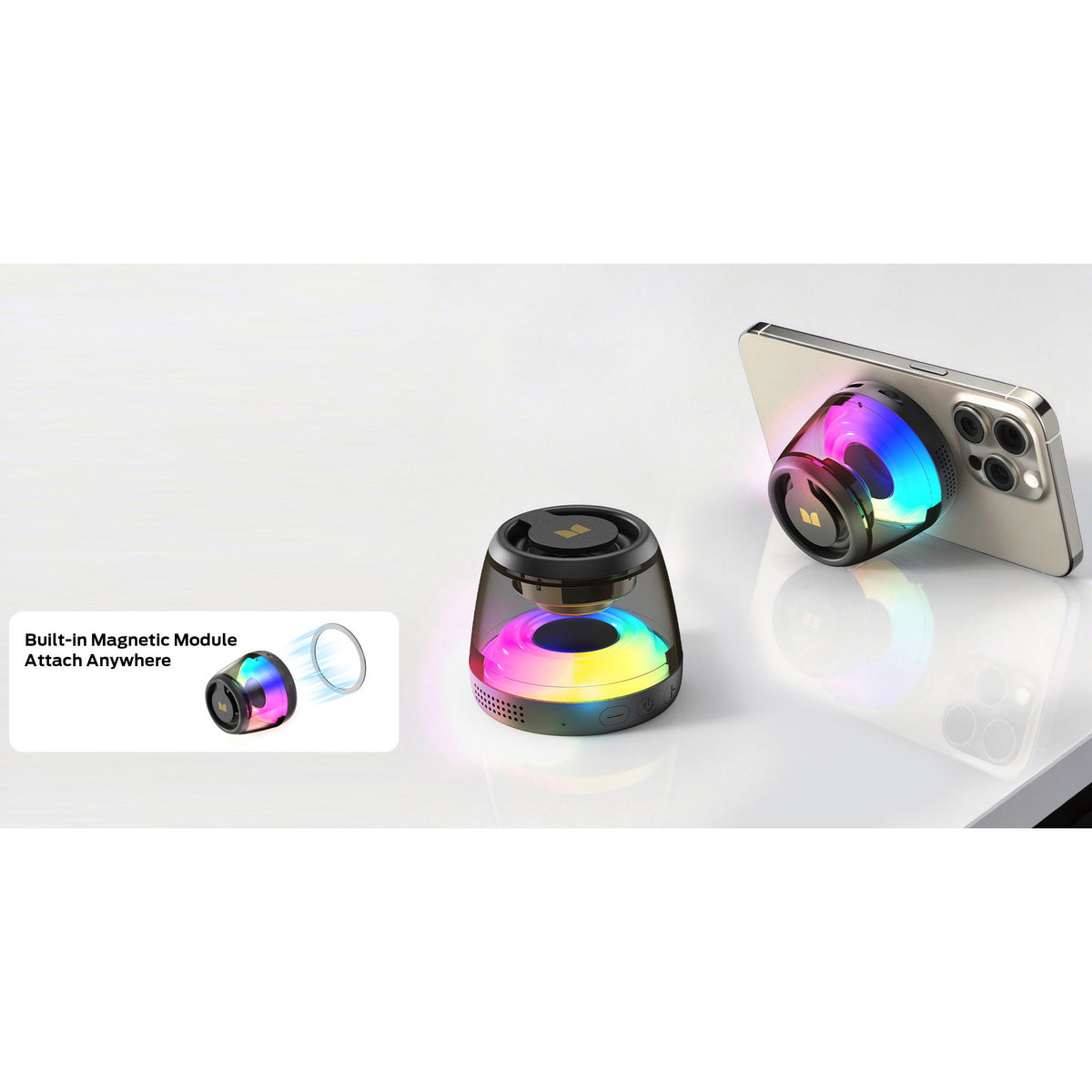 Monster Mag Flux Bluetooth hordozható hangszóró, 5W, TWS, RGB, Fekete
