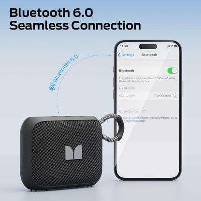 Monster S520 Bluetooth hordozható hangszóró, 5W, TWS, RGB, vízálló, fekete