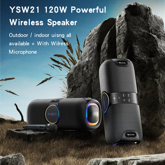 Yesido YSW21 Karaoke Bluetooth hangszóró, 120W, RGB, vízálló, fekete