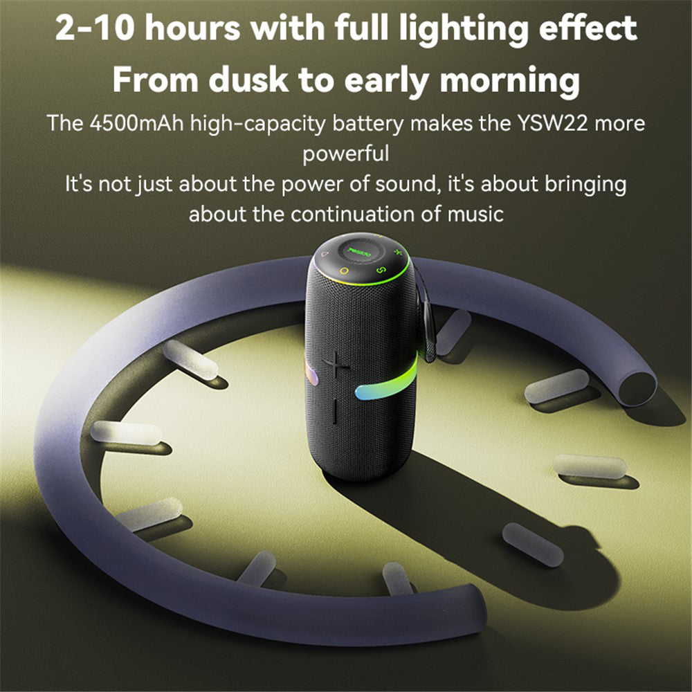 Hordozható Bluetooth Hangszóró Yesido YSW22, 30W, RGB, Vízálló, Fekete
