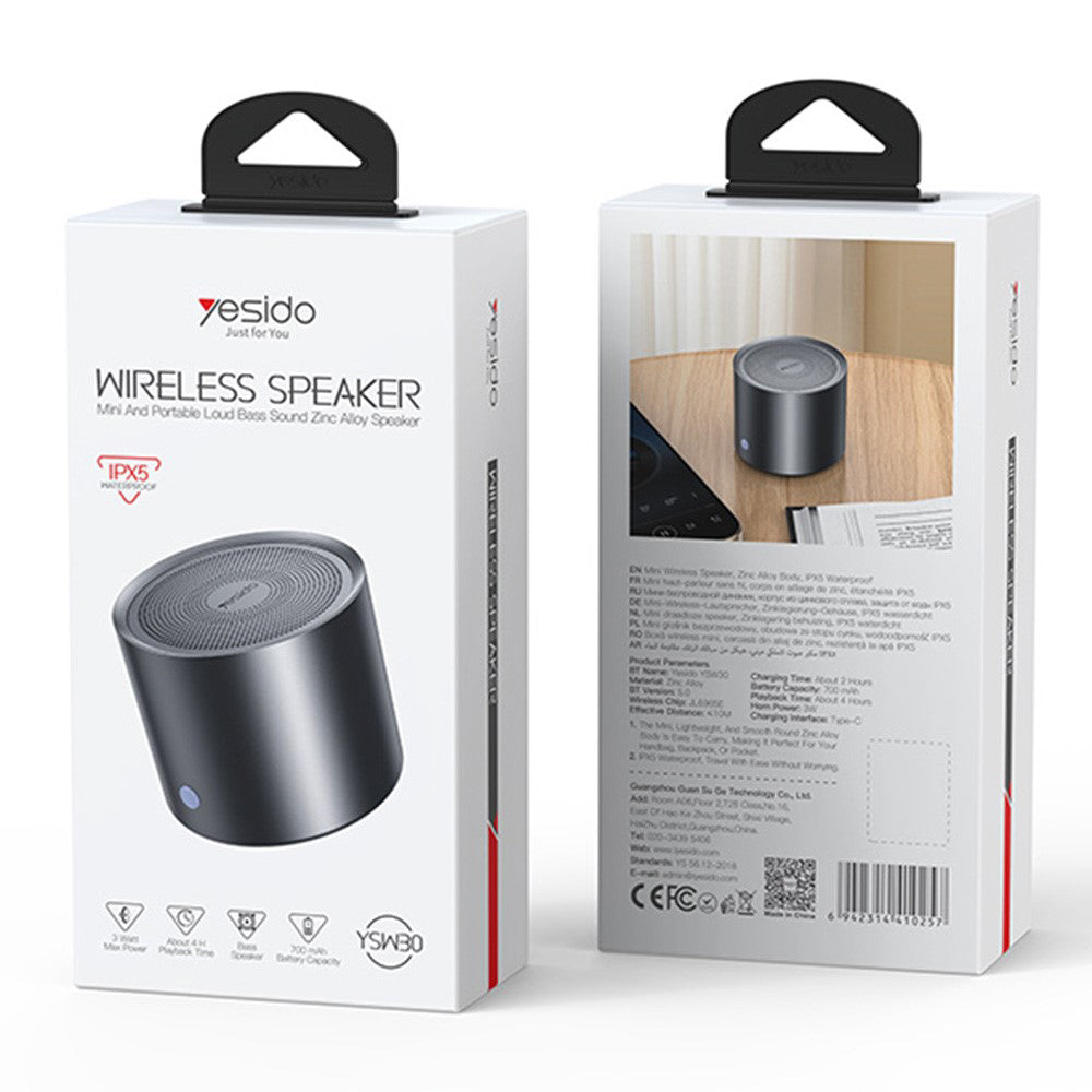 Yesido YSW30 Bluetooth hangszóró, 3W, vízálló, fekete