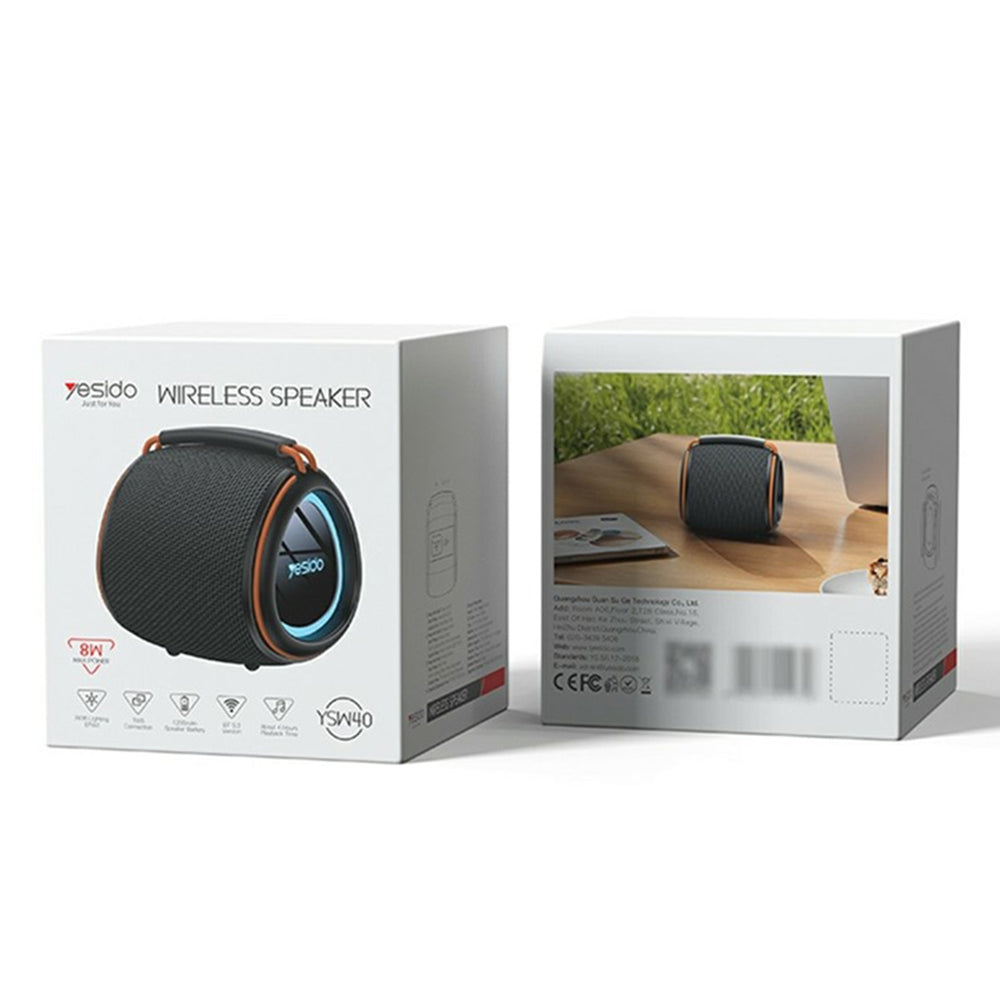 Hordozható Bluetooth Hangszóró Yesido YSW40, 8W, RGB, Fekete