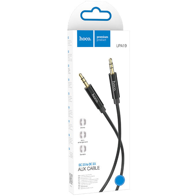 Audio kábel 3.5mm - 3.5mm HOCO UPA19, 2m, Fekete