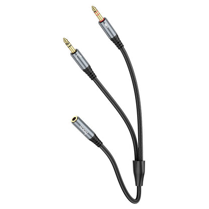 Audio adapter 3.5mm - 2 x 3.5mm HOCO UPA21, 0.25m, Fekete