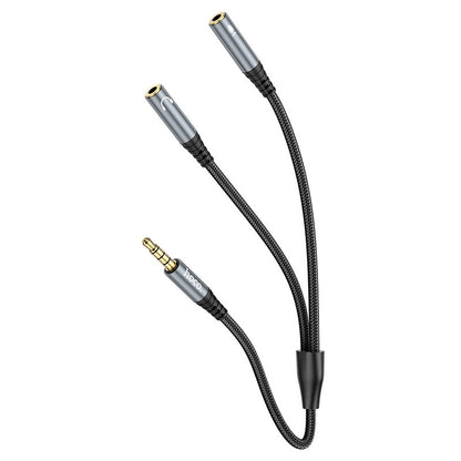 Audio adapter 3.5mm - 2 x 3.5mm HOCO UPA21-2, 0.25m, Fekete