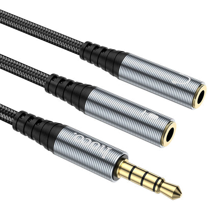 Audio adapter 3.5mm - 2 x 3.5mm HOCO UPA21-2, 0.25m, Fekete